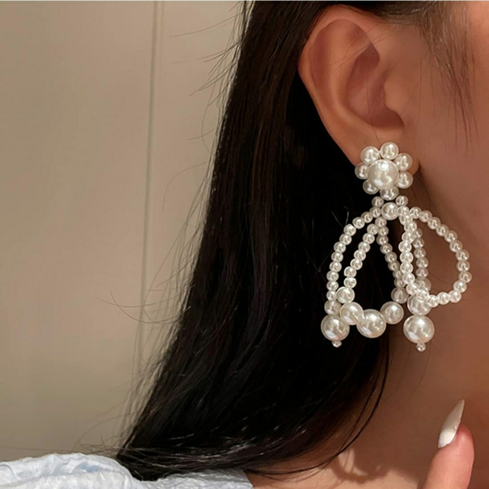 Bridal Floral Fashion Beads Drop Dangle Earrings